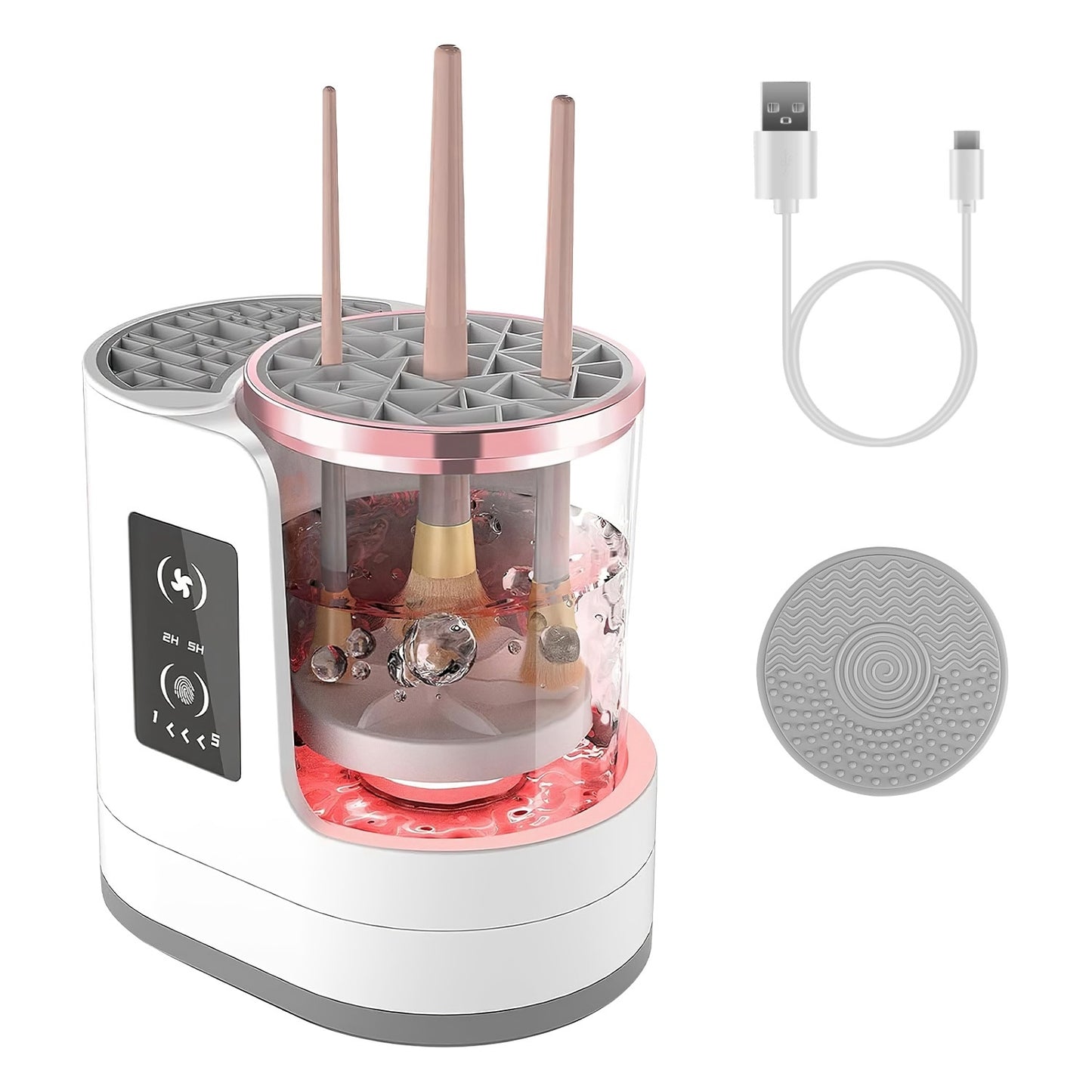 USB-Powered 4-in-1 Auto Makeup Brush Cleaner with UV Sterilizer