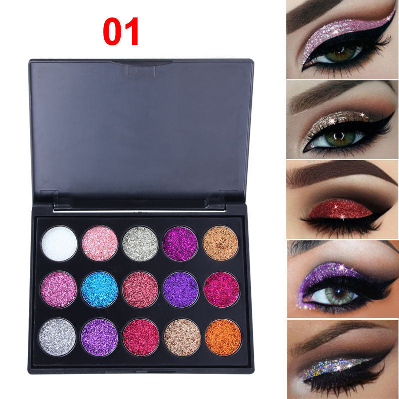 15-Color Diamond Glitter Eyeshadow Palette – Sparkling, Bold & Ultra-Pigmented