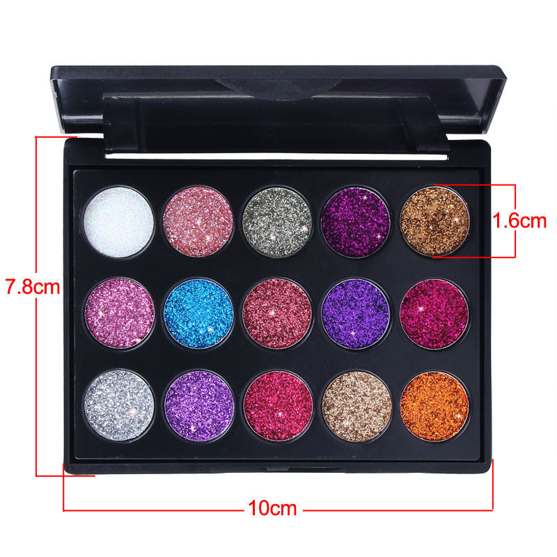 15-Color Diamond Glitter Eyeshadow Palette – Sparkling, Bold & Ultra-Pigmented