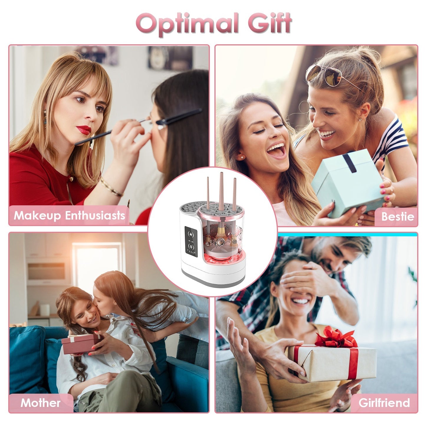 USB-Powered 4-in-1 Auto Makeup Brush Cleaner with UV Sterilizer