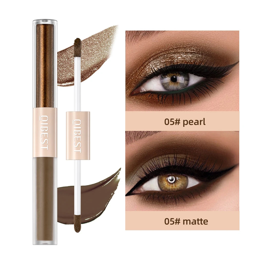 Double-End Glitter & Matte Eyeshadow Stick – Waterproof Bicolor Beauty Tool!