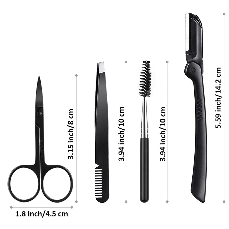 17-in-1 Eyebrow Trimmer Set – Razors, Scissors, Tweezers & Grooming Tools for Perfect Brows