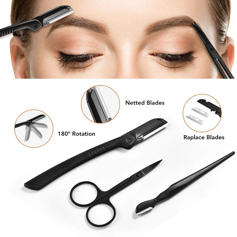 17-in-1 Eyebrow Trimmer Set – Razors, Scissors, Tweezers & Grooming Tools for Perfect Brows