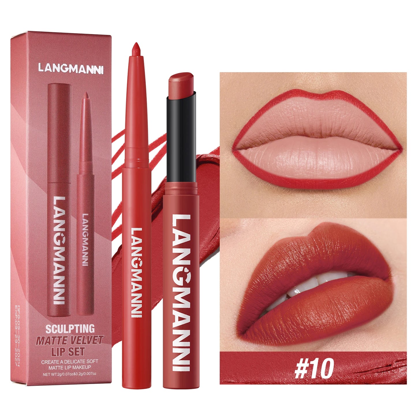 2-in-1 Waterproof Lip Liner & Lipstick Set – Smudge-Proof, Long-Lasting