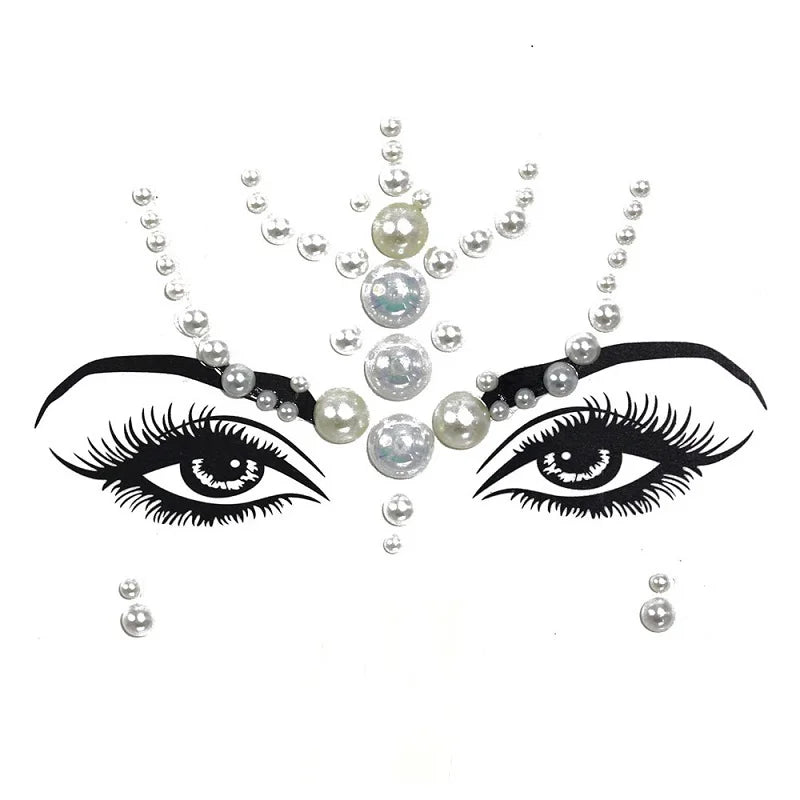 3D Rhinestone Face Stickers – Sparkling Gems for Festival & Glitter Makeup