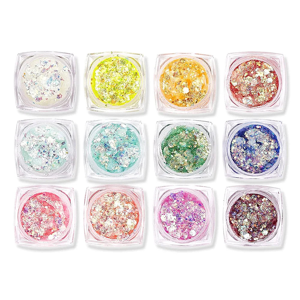 24PCS Glow-in-the-Dark Face & Body Glitter Gel – UV Luminous Party Sparkle