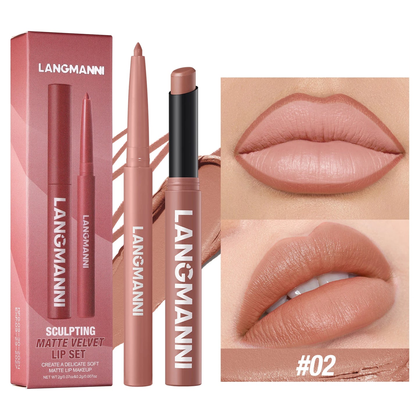2-in-1 Waterproof Lip Liner & Lipstick Set – Smudge-Proof, Long-Lasting