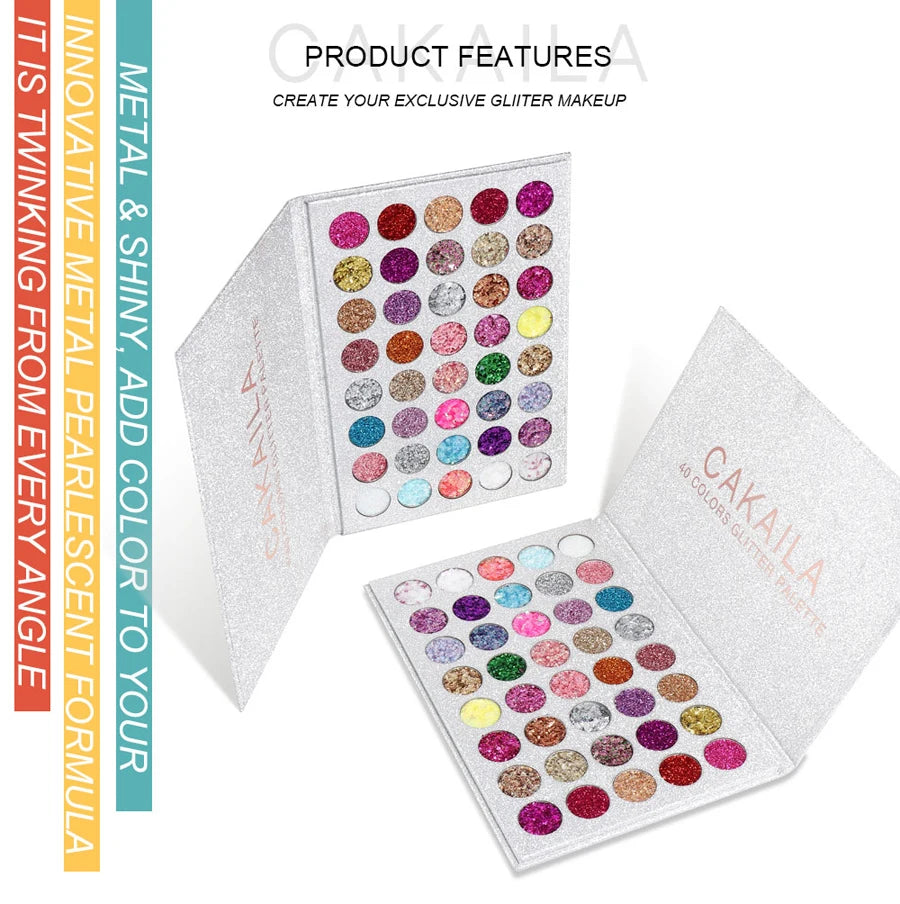 Diamond Shine 40-Color Glitter Eyeshadow Palette for Bold Looks