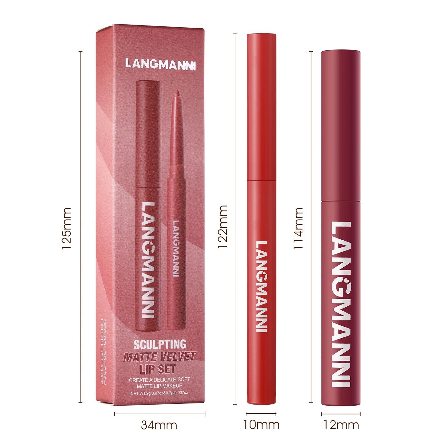 2-in-1 Waterproof Lip Liner & Lipstick Set – Smudge-Proof, Long-Lasting