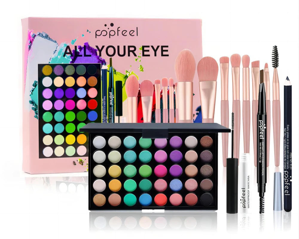 All-in-One Eye Makeup Kit 40 Colors Mascara and Brushes Included