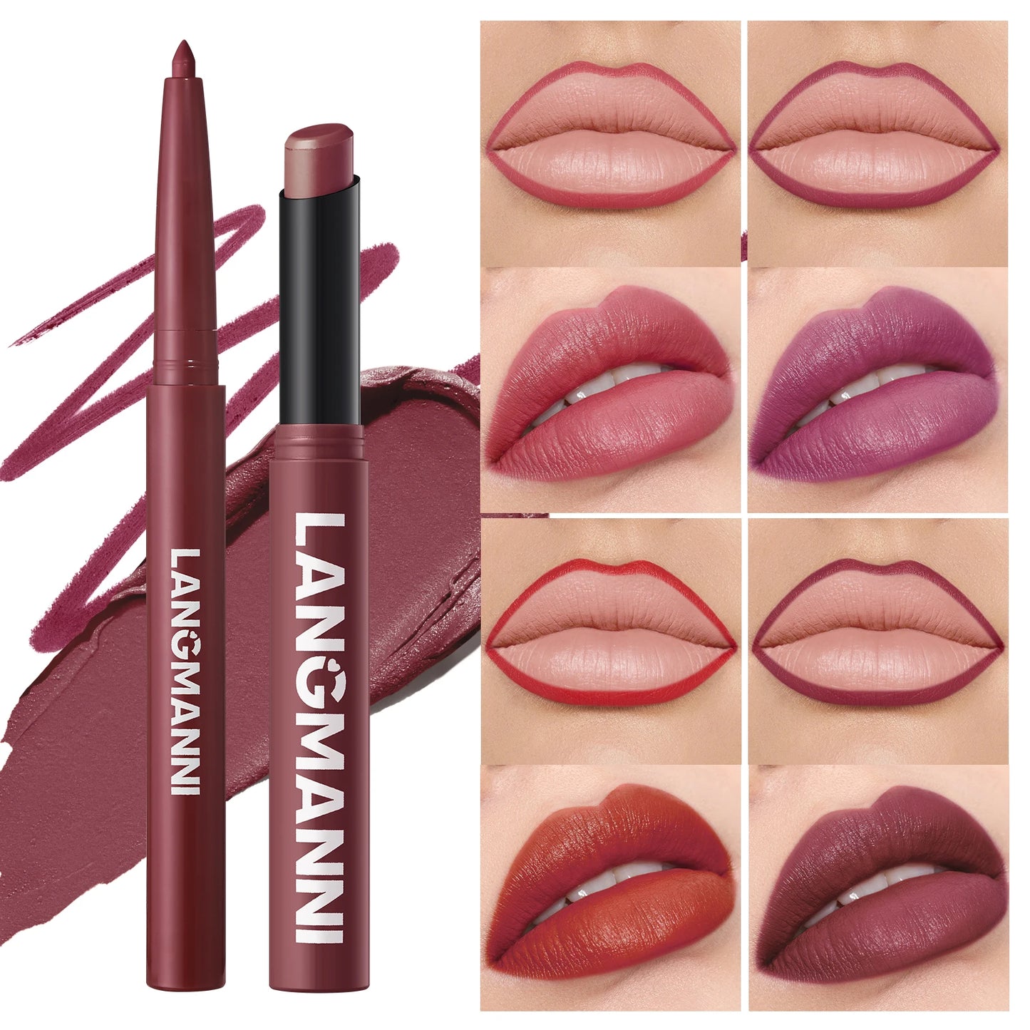 2-in-1 Waterproof Lip Liner & Lipstick Set – Smudge-Proof, Long-Lasting