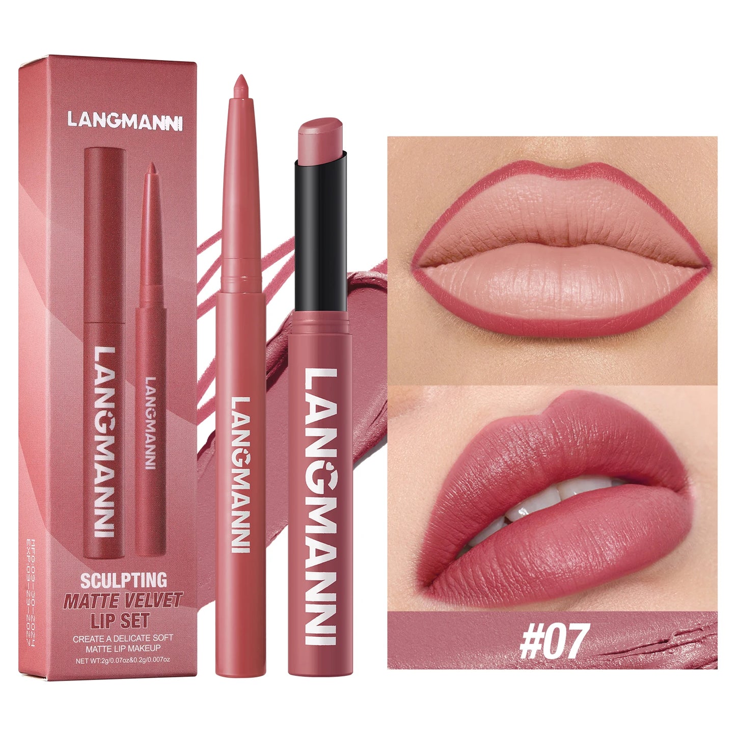 2-in-1 Waterproof Lip Liner & Lipstick Set – Smudge-Proof, Long-Lasting