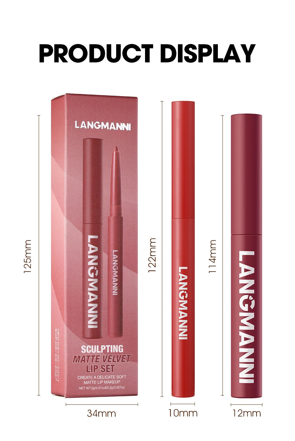 2-in-1 Waterproof Lip Liner & Lipstick Set – Smudge-Proof, Long-Lasting