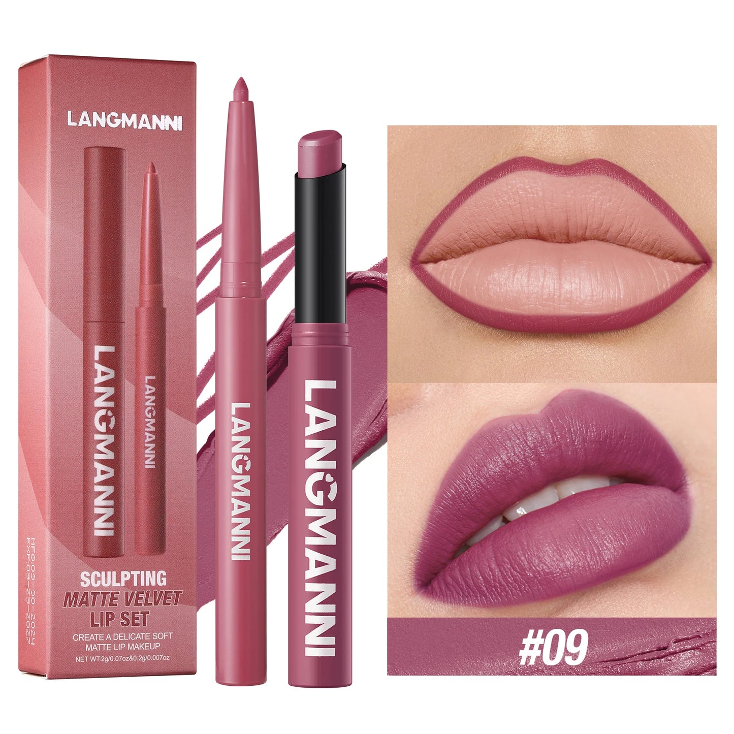 2-in-1 Waterproof Lip Liner & Lipstick Set – Smudge-Proof, Long-Lasting