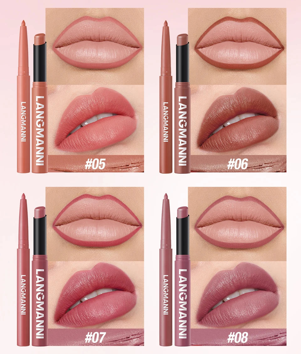 2-in-1 Waterproof Lip Liner & Lipstick Set – Smudge-Proof, Long-Lasting
