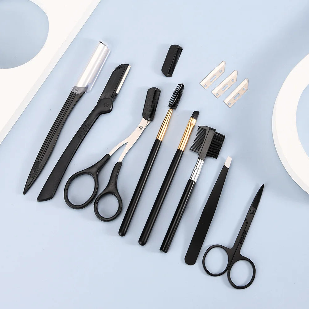 17-in-1 Eyebrow Trimmer Set – Razors, Scissors, Tweezers & Grooming Tools for Perfect Brows