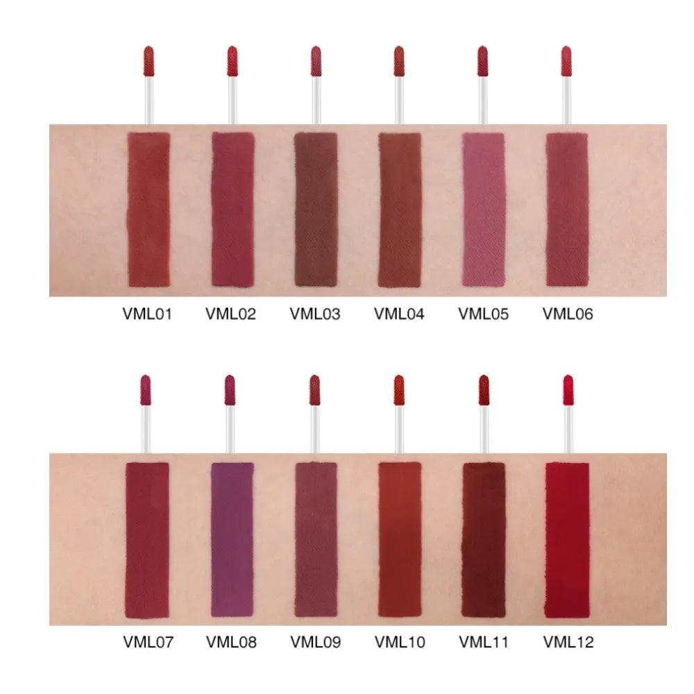 Velvet Matte Lipstick Collection – 12 Colors, Waterproof & Smudge-Proof