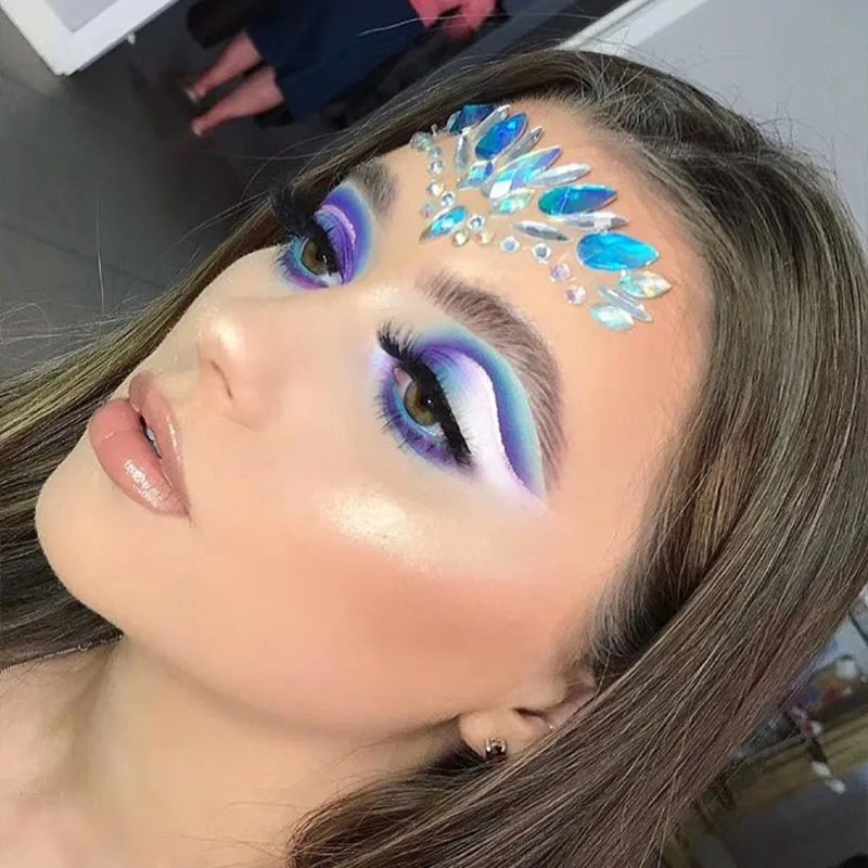 3D Rhinestone Face Stickers – Sparkling Gems for Festival & Glitter Makeup