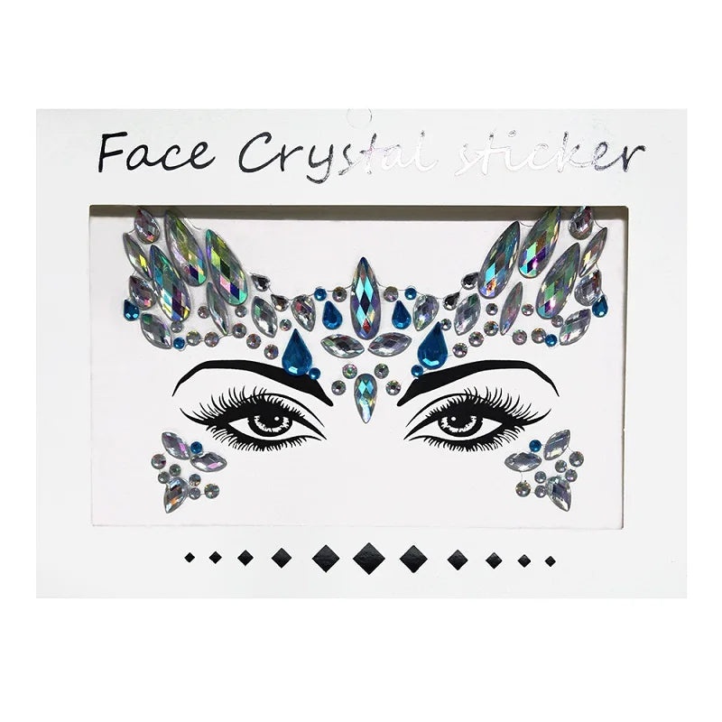 3D Rhinestone Face Stickers – Sparkling Gems for Festival & Glitter Makeup