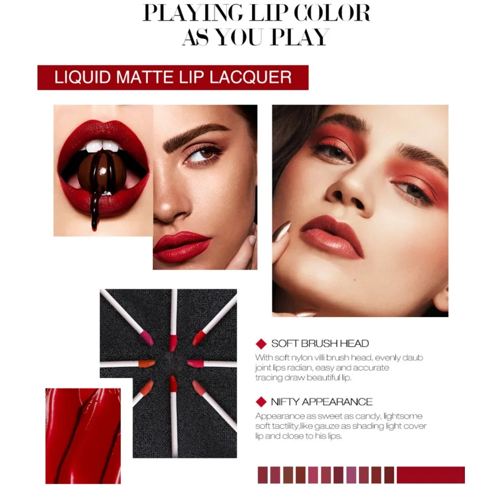 Velvet Matte Lipstick Collection – 12 Colors, Waterproof & Smudge-Proof