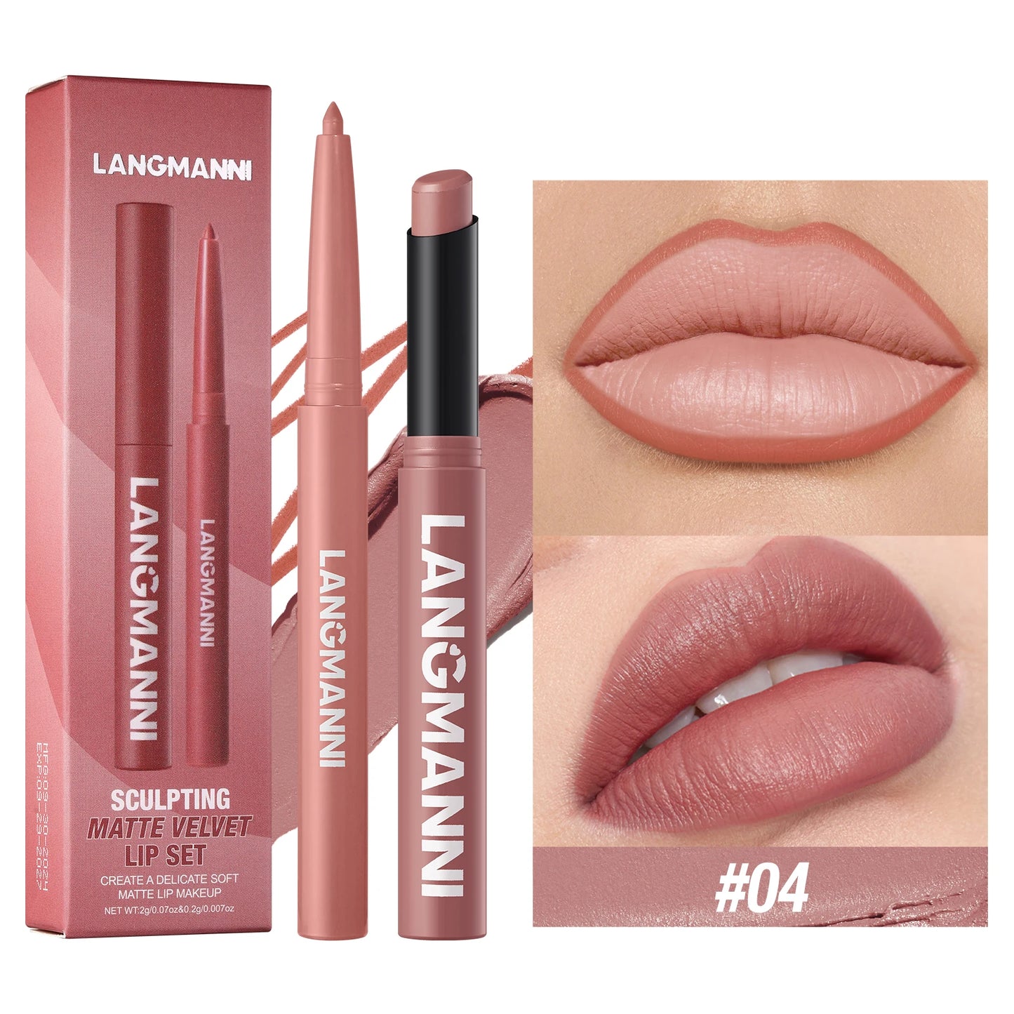 2-in-1 Waterproof Lip Liner & Lipstick Set – Smudge-Proof, Long-Lasting