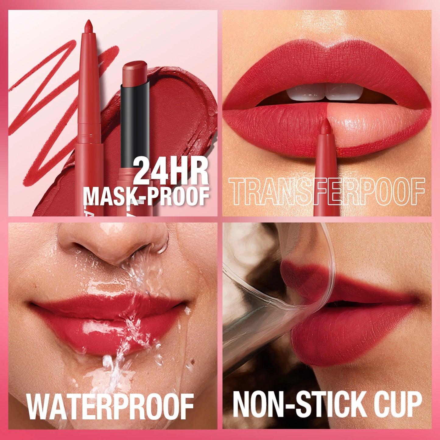 2-in-1 Waterproof Lip Liner & Lipstick Set – Smudge-Proof, Long-Lasting