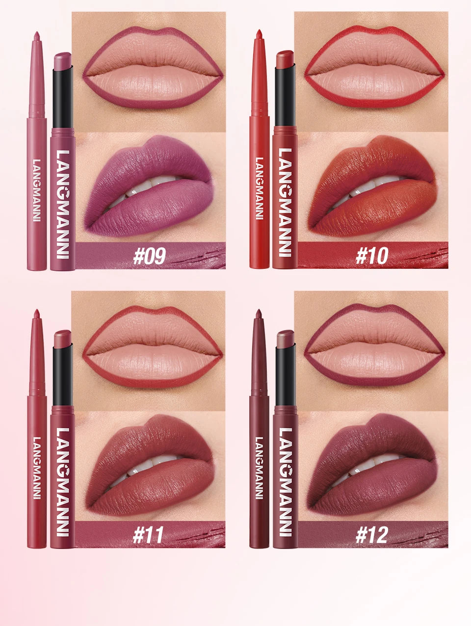 2-in-1 Waterproof Lip Liner & Lipstick Set – Smudge-Proof, Long-Lasting