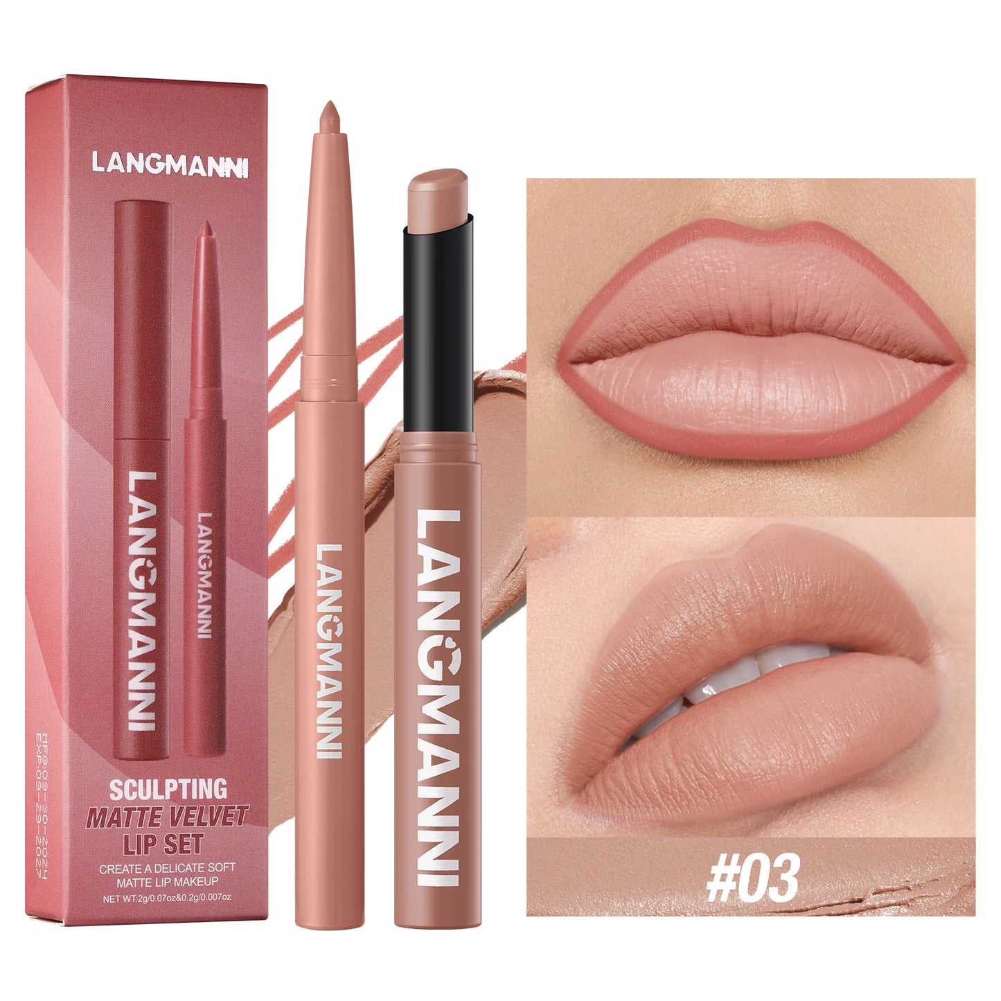 2-in-1 Waterproof Lip Liner & Lipstick Set – Smudge-Proof, Long-Lasting