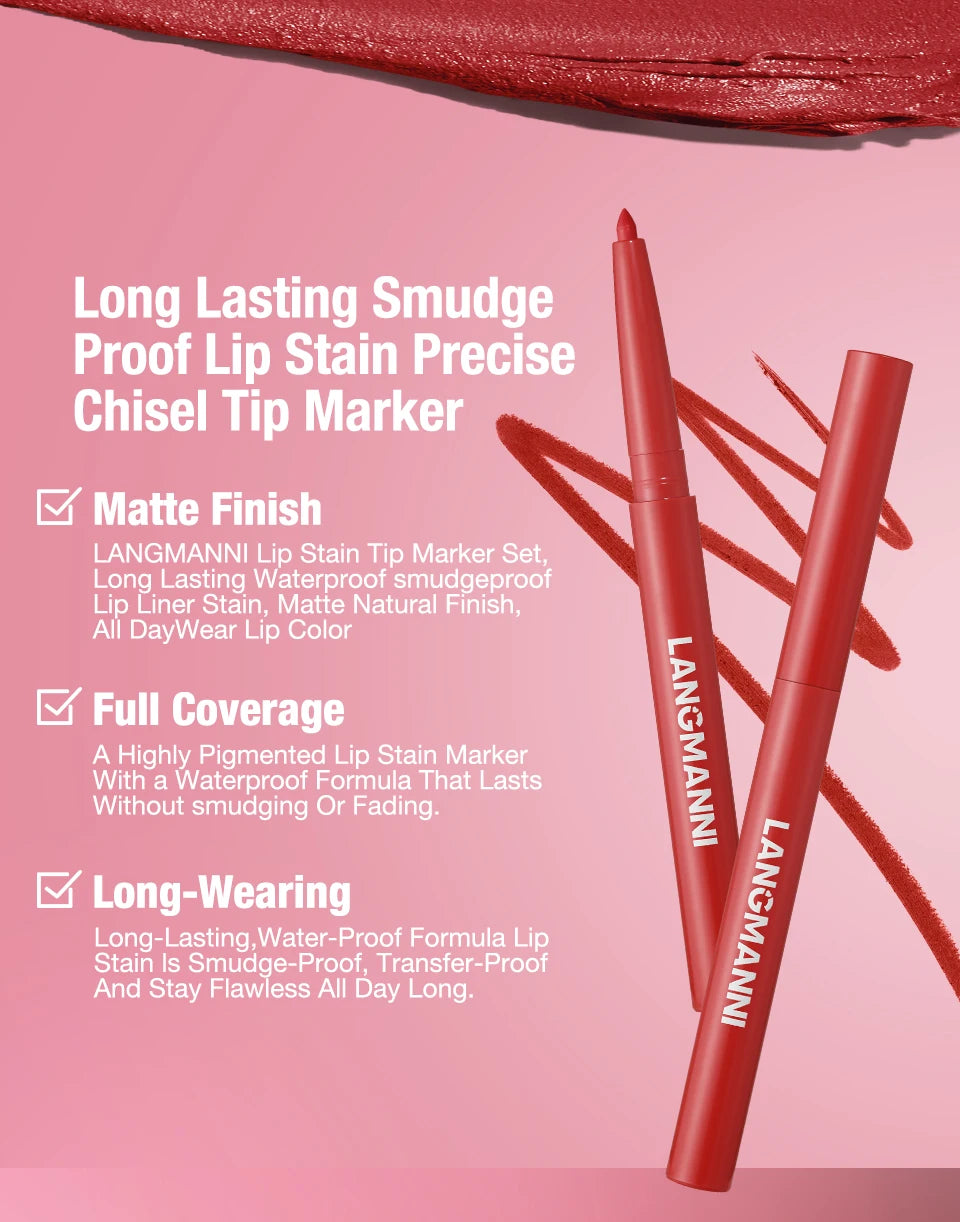 2-in-1 Waterproof Lip Liner & Lipstick Set – Smudge-Proof, Long-Lasting