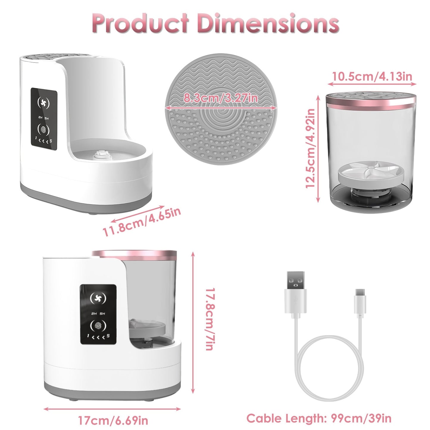 USB-Powered 4-in-1 Auto Makeup Brush Cleaner with UV Sterilizer