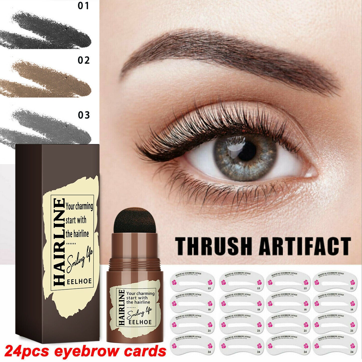 Eyebrow Stamp Kit – 24 Reusable Stencils for Flawless Brows