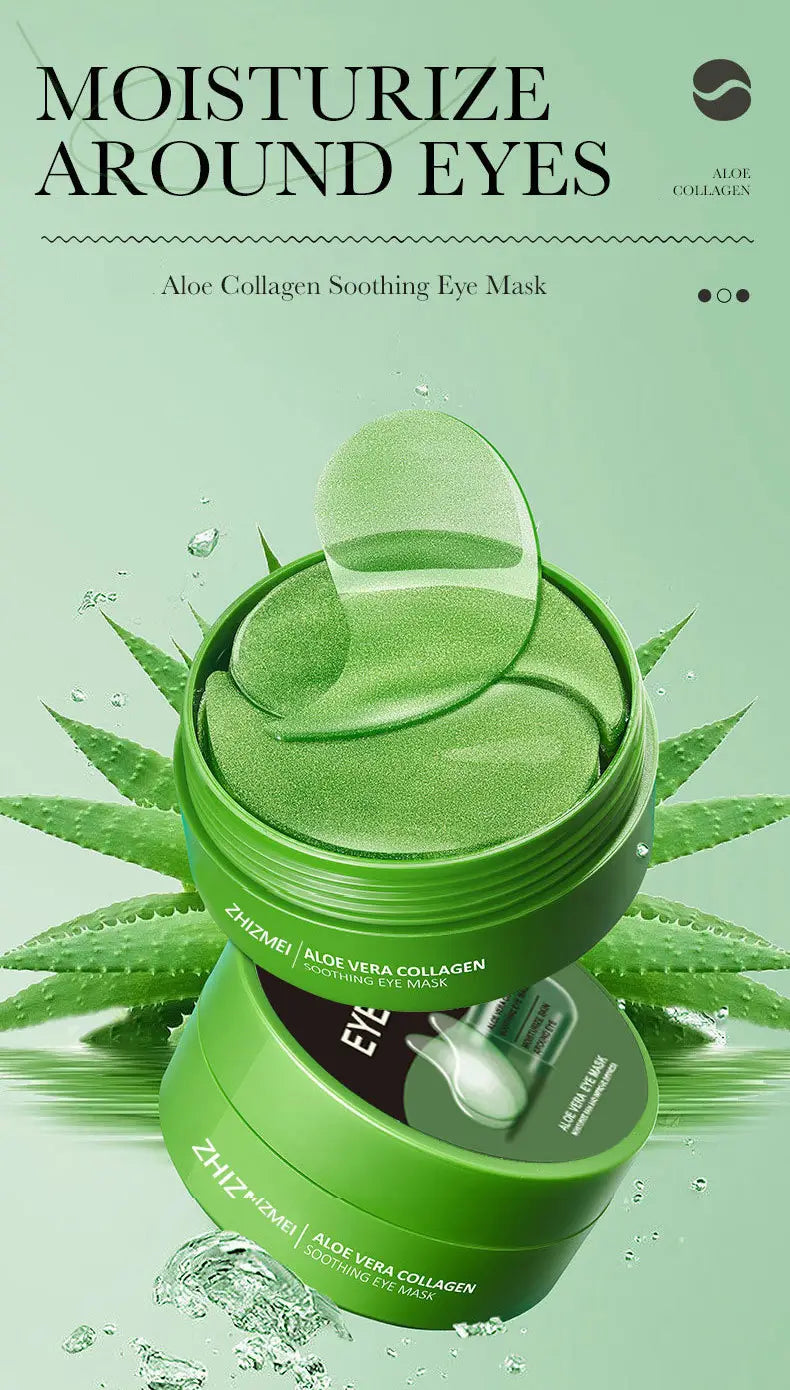 Refreshing Aloe Vera Collagen Eye Patches – 60pcs for Dark Circles & Puffines