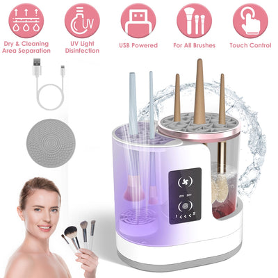 USB-Powered 4-in-1 Auto Makeup Brush Cleaner with UV Sterilizer