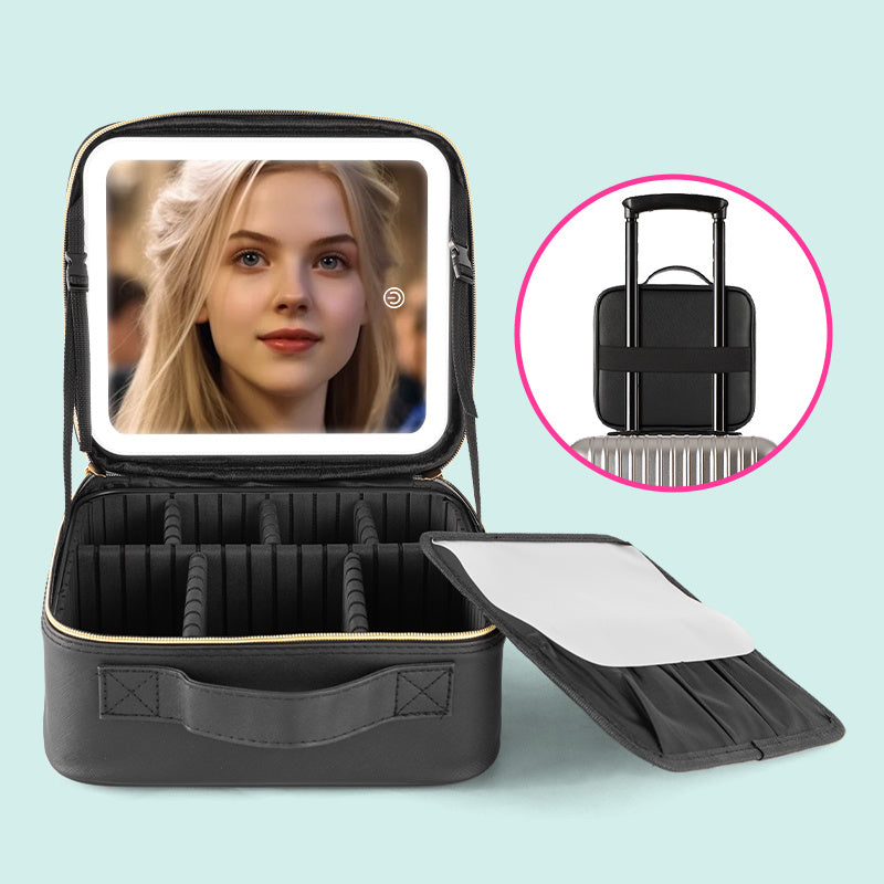 GlowPro™ LED Makeup Case – Sleek Black Edition