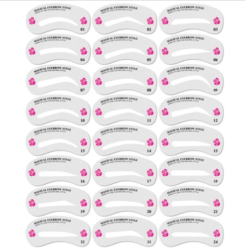 Eyebrow Stamp Kit – 24 Reusable Stencils for Flawless Brows