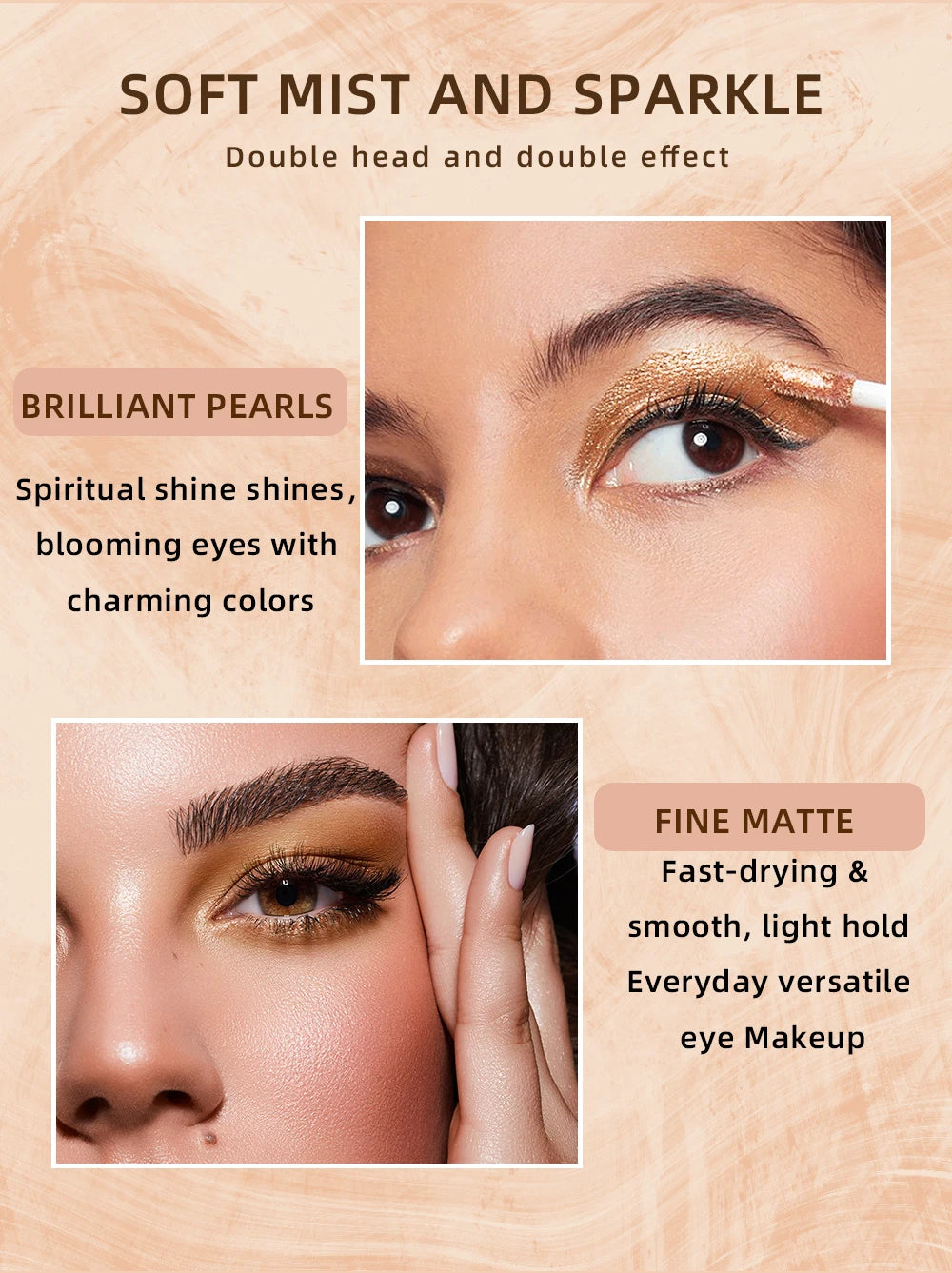 Double-End Glitter & Matte Eyeshadow Stick – Waterproof Bicolor Beauty Tool!