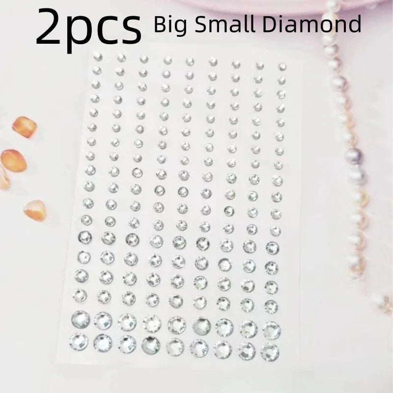 3D Diamond & Pearl Makeup Stickers – Colorful Sparkle for Eyes & Face Festival Glam
