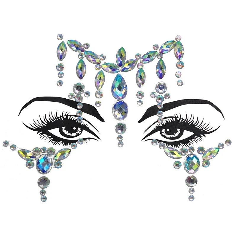 Festival Face Gems – 3D Rhinestone Glitter Stickers