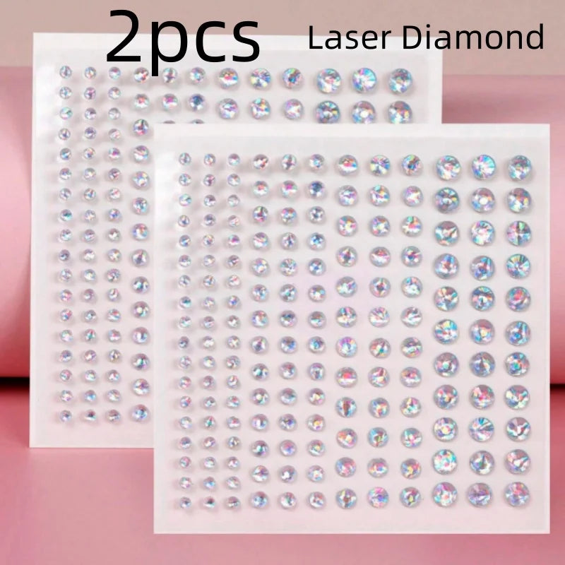 3D Diamond & Pearl Makeup Stickers – Colorful Sparkle for Eyes & Face Festival Glam
