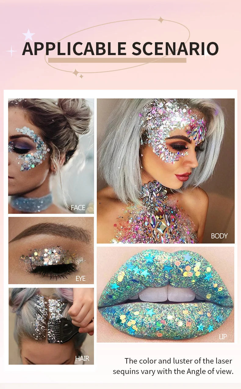 Waterproof Face & Body Sequin Glitter – Festival Glow Essential