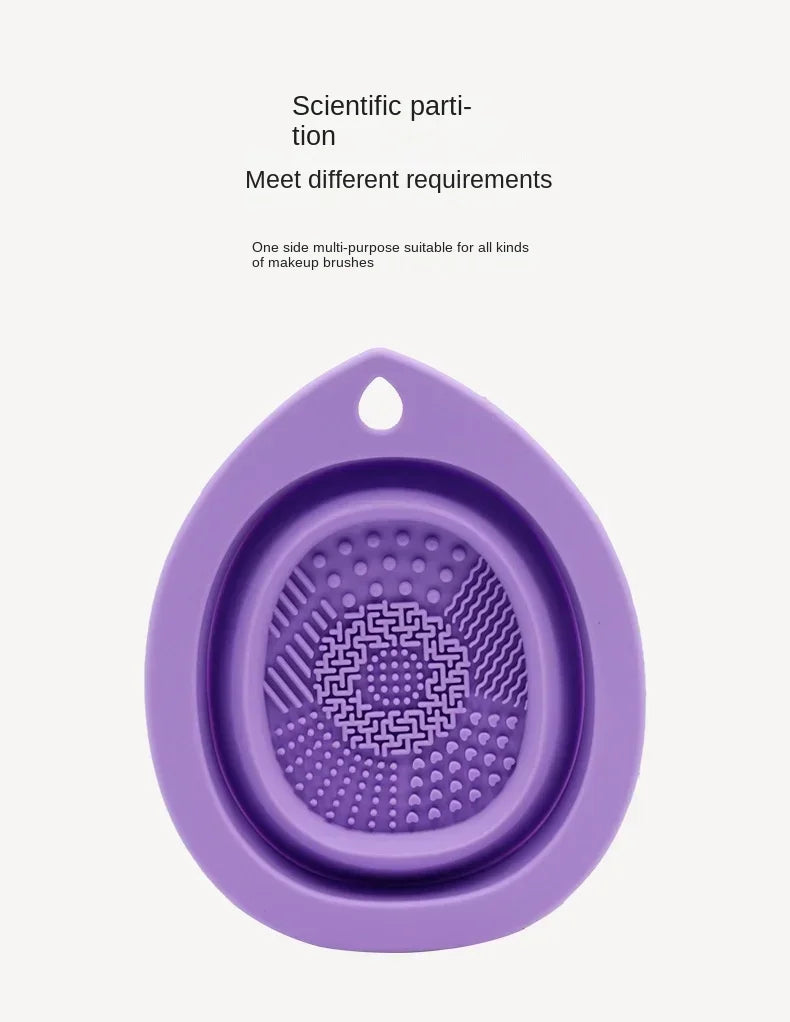 Silicone Makeup Brush Cleaner Bowl – Folding Powder Puff Scrubber Mat