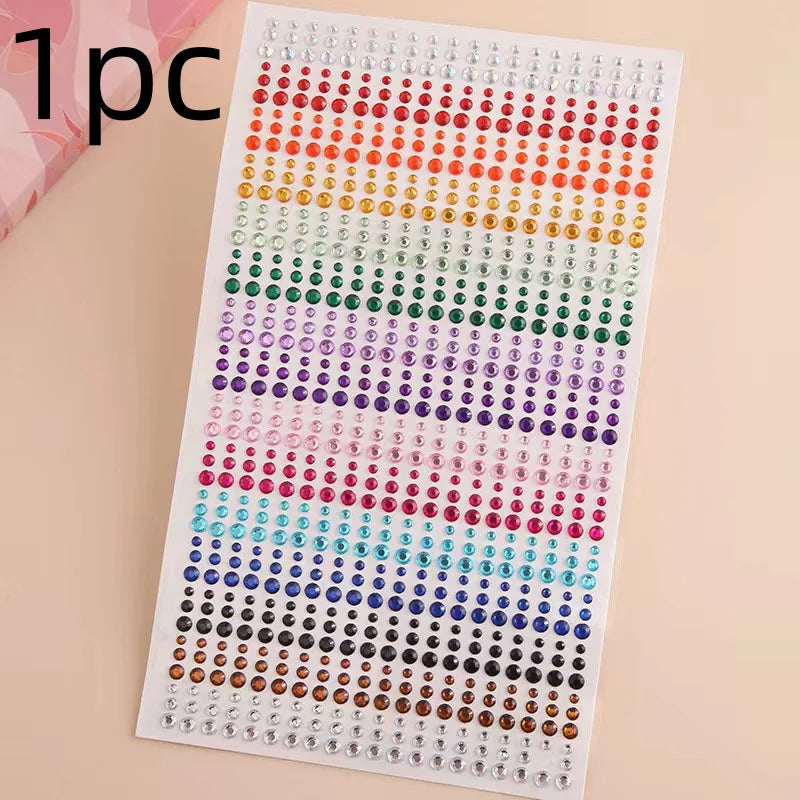 3D Diamond & Pearl Makeup Stickers – Colorful Sparkle for Eyes & Face Festival Glam