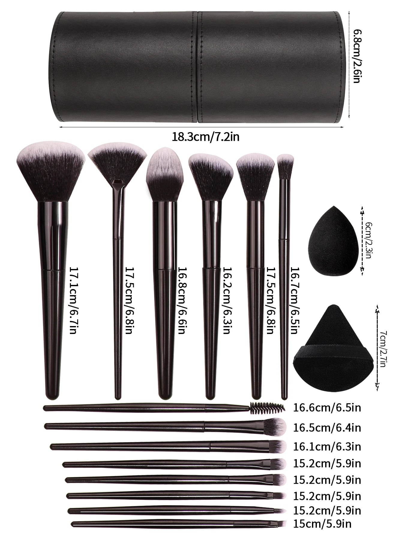 Pro Black Makeup Brush Set – Flawless Finish, Every Time