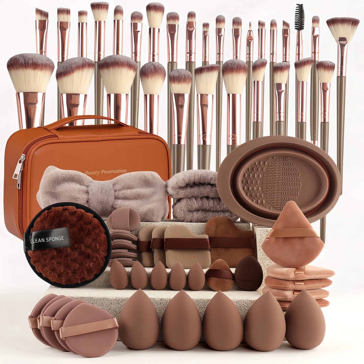 Ultimate 67-Piece Makeup Brush Set with Sponges and Storage Pouch
