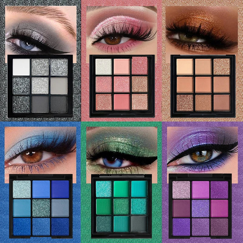 Shimmer & Shine All Day! 9-Grid Long-Lasting Eyeshadow Palette for Women ✨