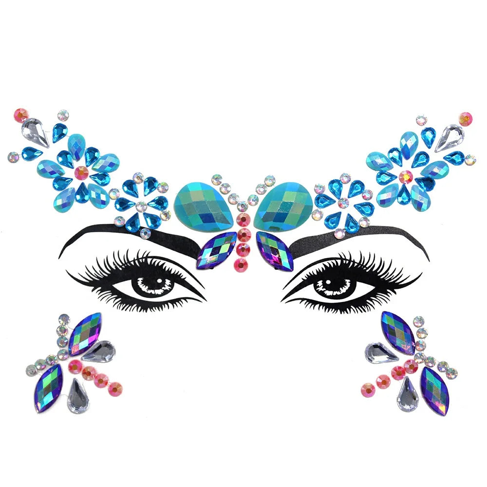 Festival Face Gems – 3D Rhinestone Glitter Stickers