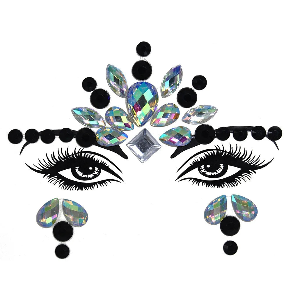Festival Face Gems – 3D Rhinestone Glitter Stickers