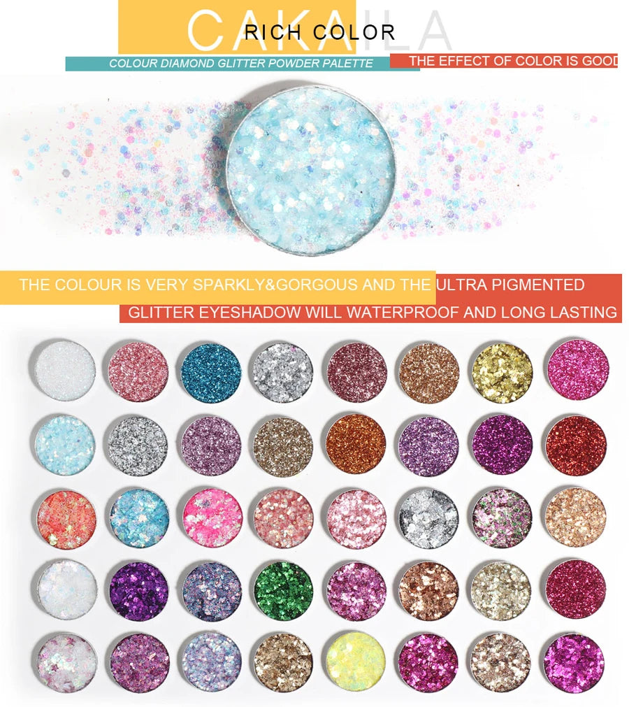 Diamond Shine 40-Color Glitter Eyeshadow Palette for Bold Looks