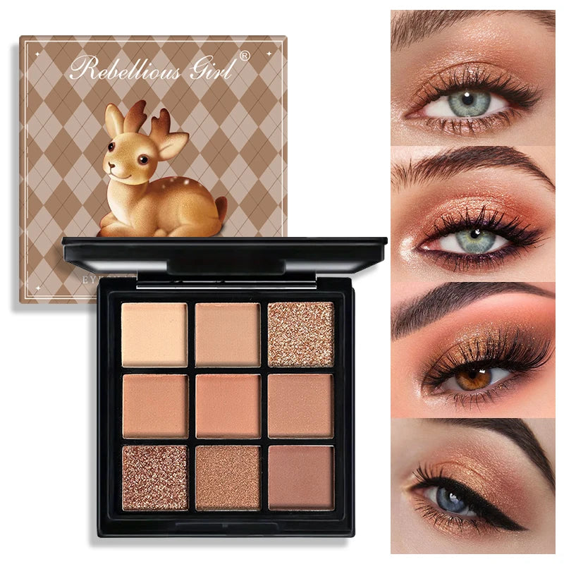 Shimmer & Shine All Day! 9-Grid Long-Lasting Eyeshadow Palette for Women ✨