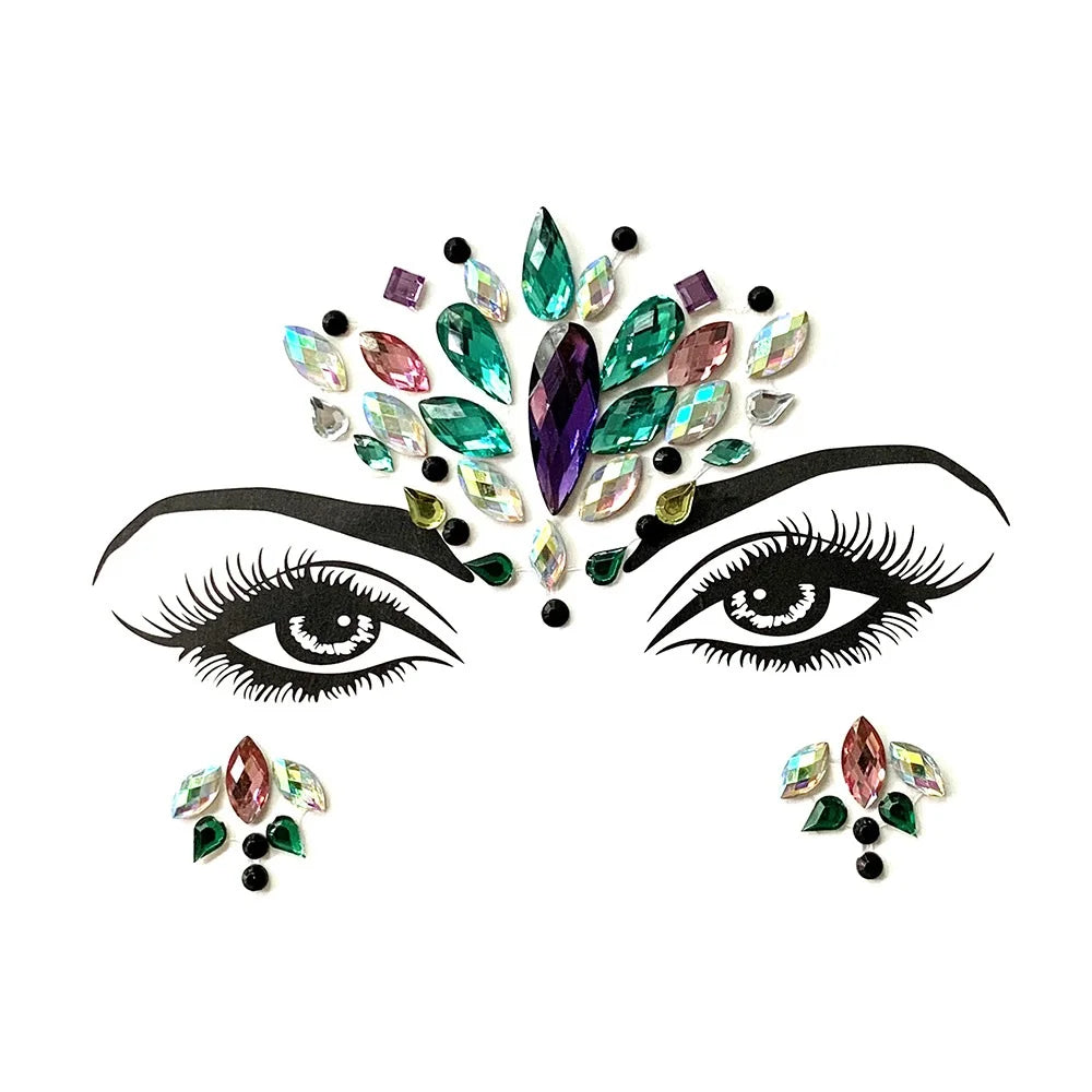 Festival Face Gems – 3D Rhinestone Glitter Stickers